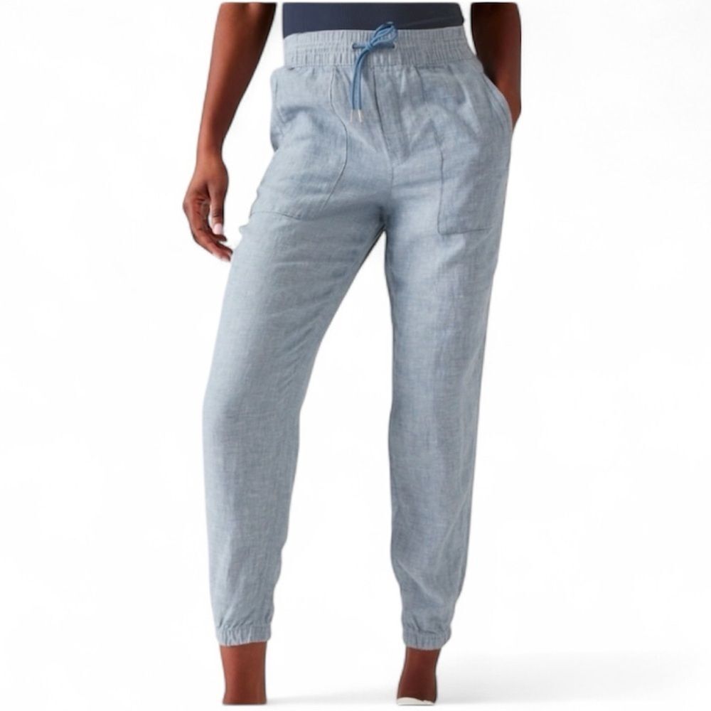 Athleta Blue Track Pants Relaxed Fit Joggers With Pockets Size 0/P